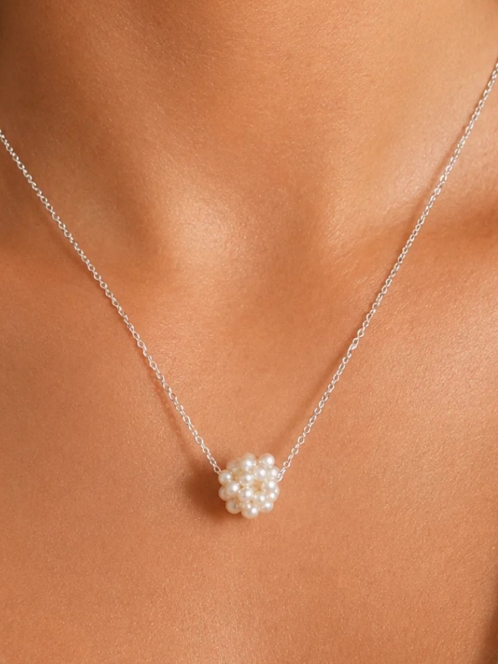 Delicate Clustered Freshwater Pearl Necklace - White